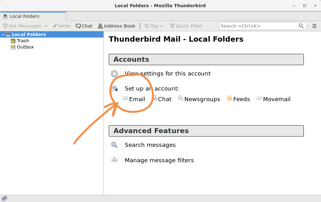 GreenMail with mail client Step 1